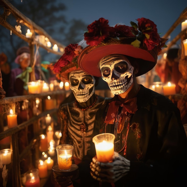 Pintura facial multicolor celebra Día de Muertos en Viva México A Cultural 1
