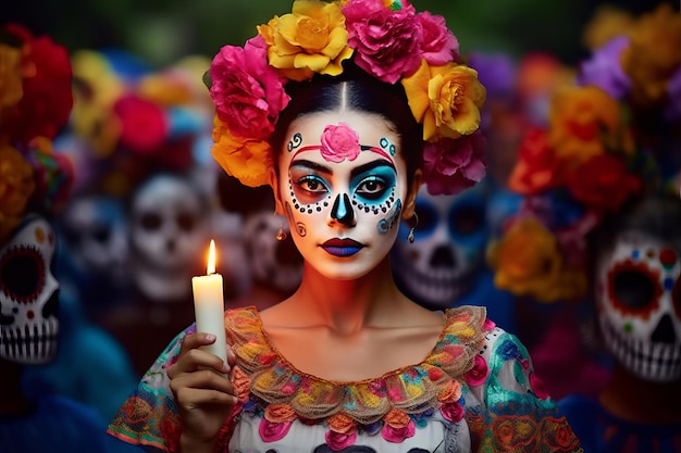 Pintura facial multicolorida celebra o Dia dos Mortos no Viva Mexico A Cultural 1