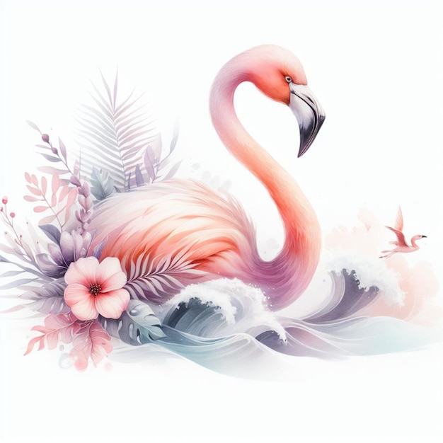 Foto una pintura de un flamingo y un flamengo