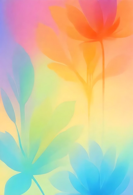 una pintura de una flor con los colores del arco iris