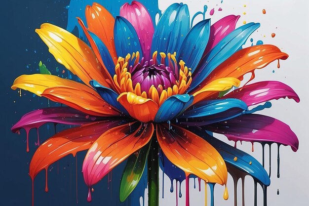 Una pintura de una flor colorida con un goteo de pintura goteo generativo ai