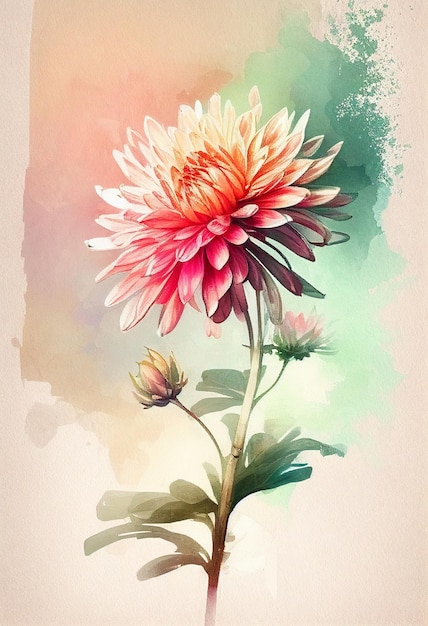Pintura de una flor con efecto de acuarela dahlia generativa ai