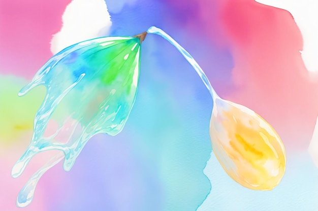 Una pintura de una flor con una gota de agua sobre ella