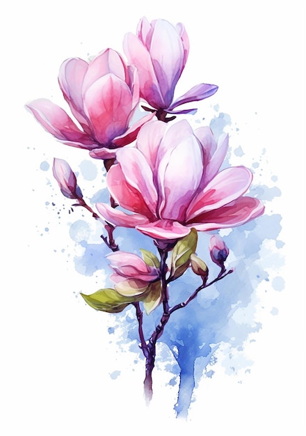 Una pintura de una flor de magnolia.