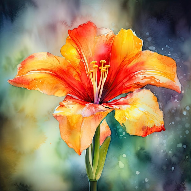 Una pintura de una flor con la palabra lirio en ella