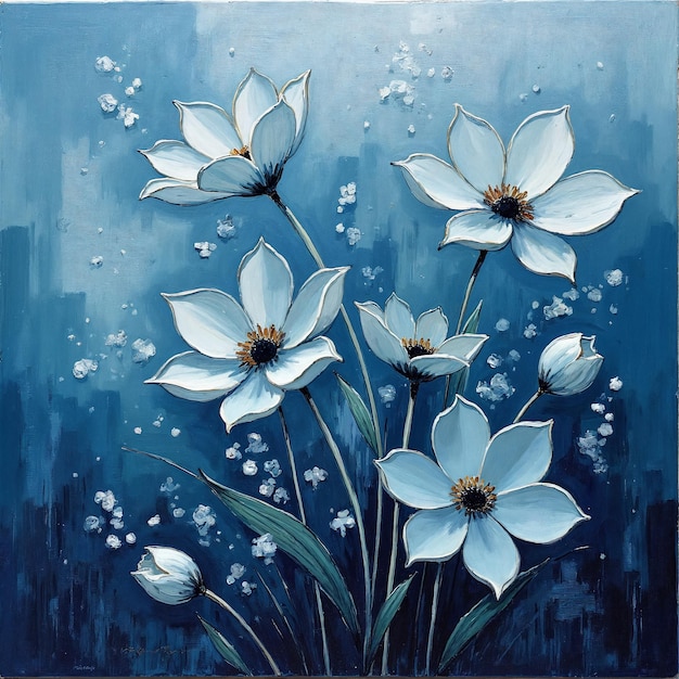 Pintura floral azul
