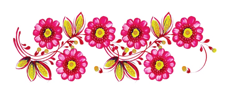 Foto pintura floral dibujada a mano aislada en blanco. impresión perfecta para tarjetas, decoración. arte popular ucraniano