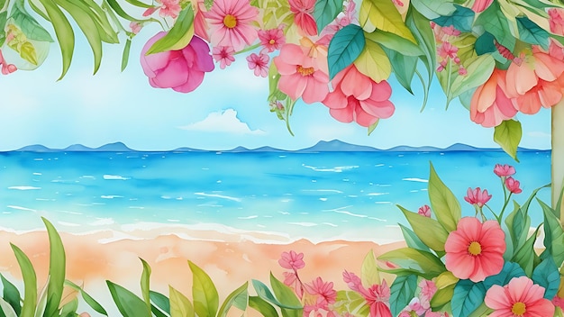 pintura floral em aquarela para o conceito de verão