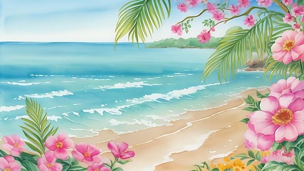 pintura floral em aquarela para o conceito de verão