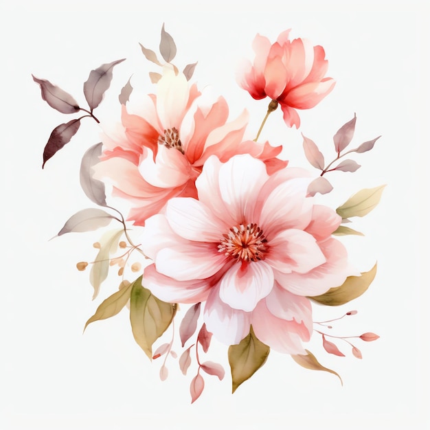 Pintura floral em aquarela serena AI generativa, capturando a beleza de pétalas delicadas