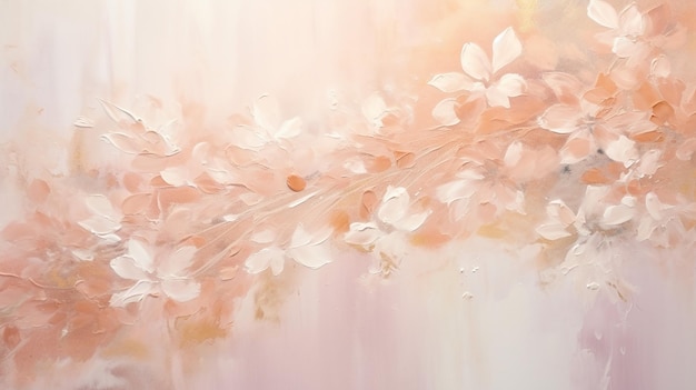 Pintura floral de enfoque suave fondo horizontal beige claro y rosa polvoriento