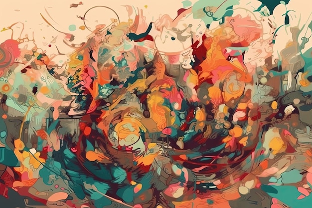 Pintura floral vibrante e colorida criada com a tecnologia Generative AI