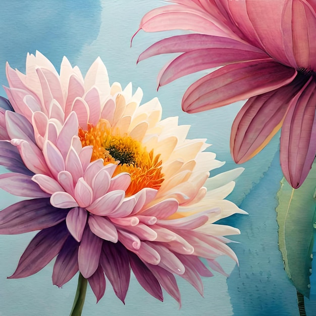 Una pintura de flores con acuarelas