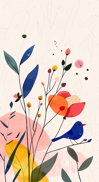 una pintura de flores y la cara de una mujer está rodeada de flores coloridas