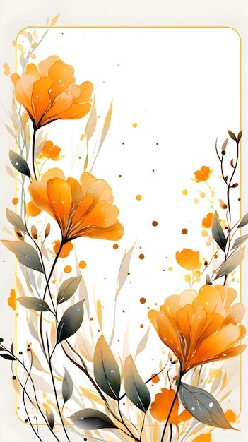 una pintura de flores de color naranja sobre un fondo blanco Fondo de follaje de color ámbar abstracto con