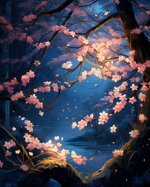 Pintura de las flores de la noche