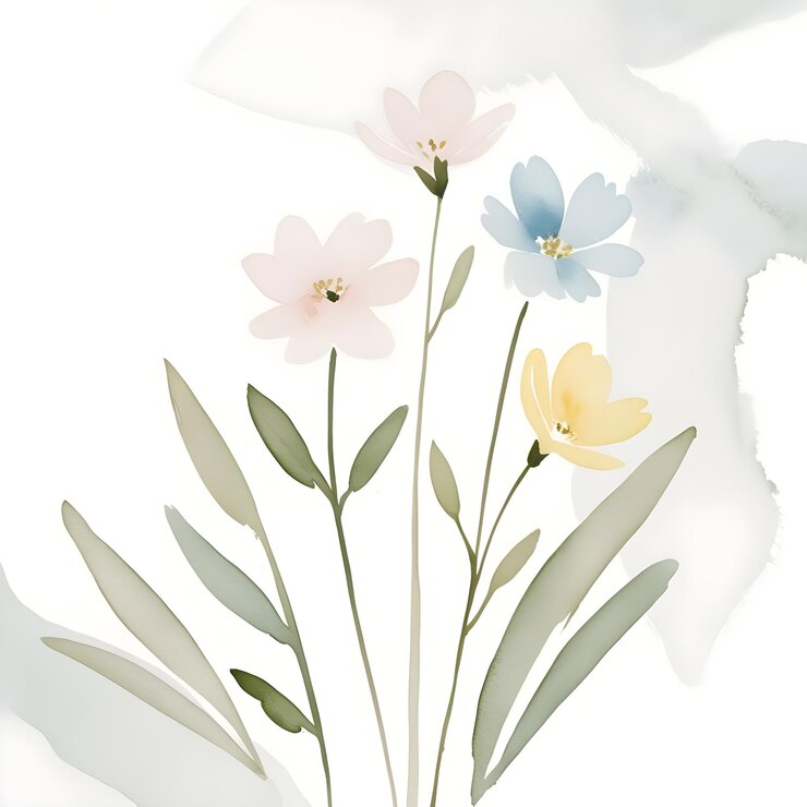 una pintura de flores con la palabra primavera en la parte inferior