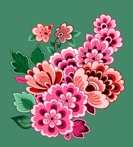 una pintura de flores con las palabras flores en ella