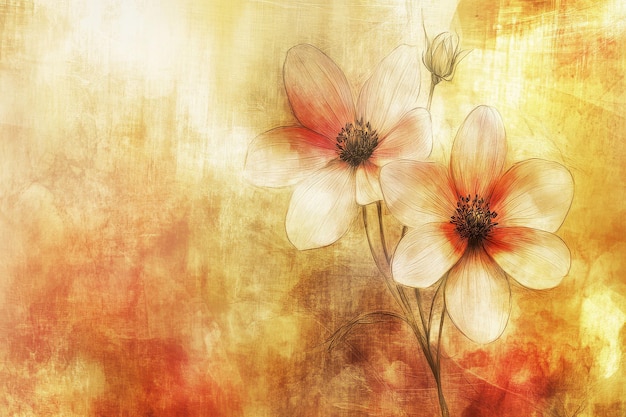 una pintura de flores con las palabras flores en ella