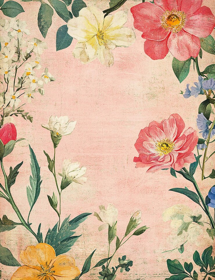 Foto una pintura de flores en una pared con una pintura de flores