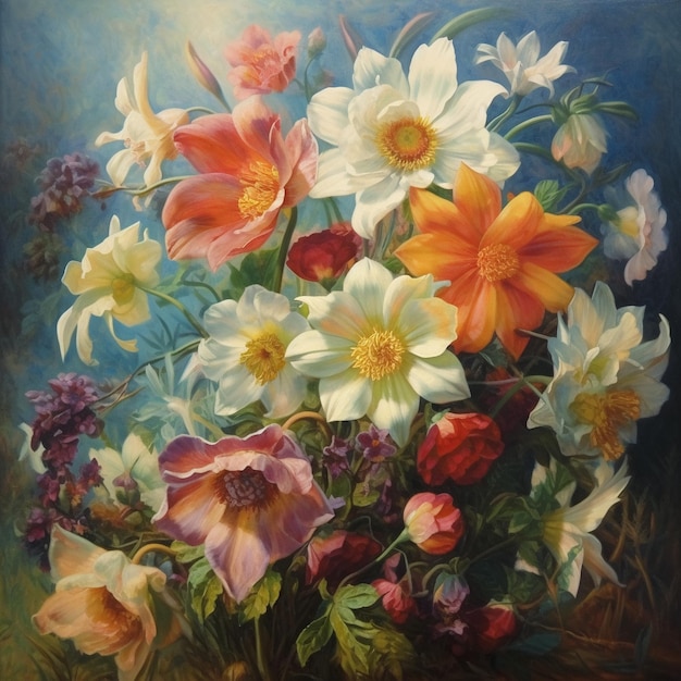 una pintura de flores