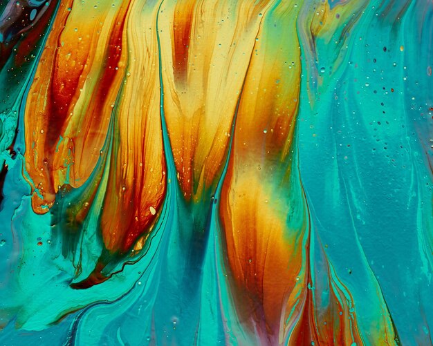 pintura fluida azul y amarilla pintura líquida abstracta fondo de arte fluido pintura naranja