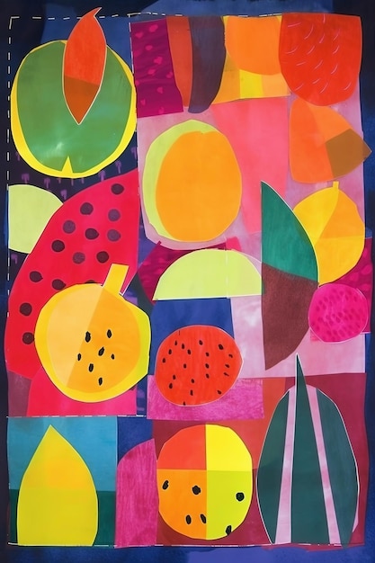 Pintura de fondo de frutas coloridas de arte abstracto Ai generado