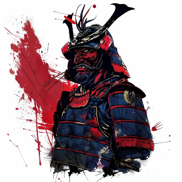 Foto pintura de fondo con la imagen de un samurai