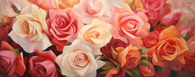 Una pintura de fondo de rosas.