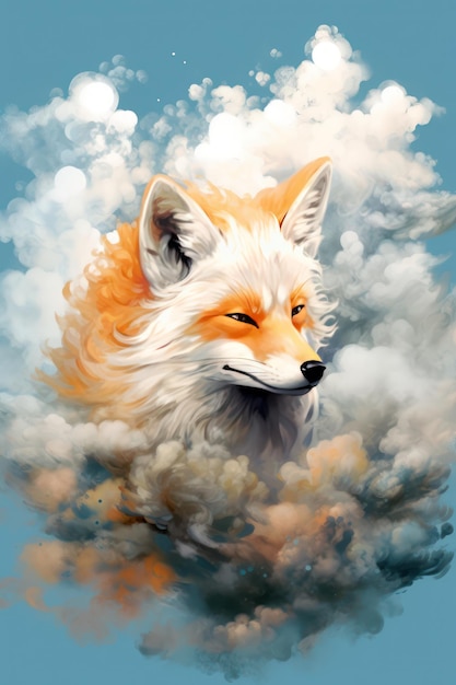 Pintura Fox Kitsune lenda japonesa