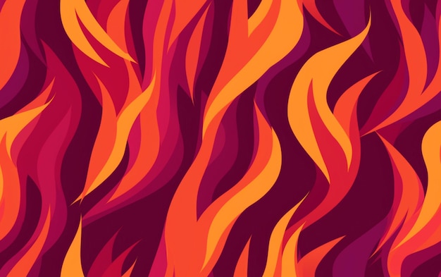 una pintura de un fuego con llamas en el fondo