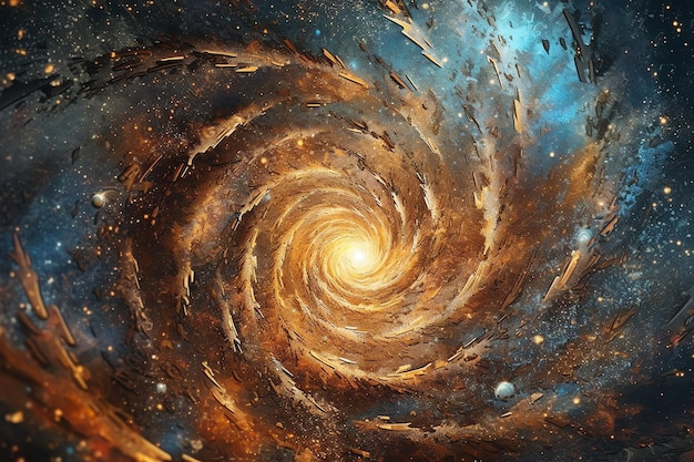 Una pintura de una galaxia con un diseño en espiral.