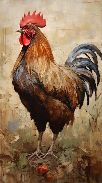 una pintura de un gallo por persona