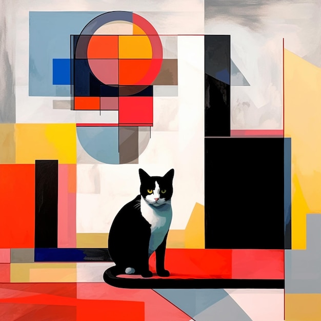 Una pintura de un gato con el número 9 en él