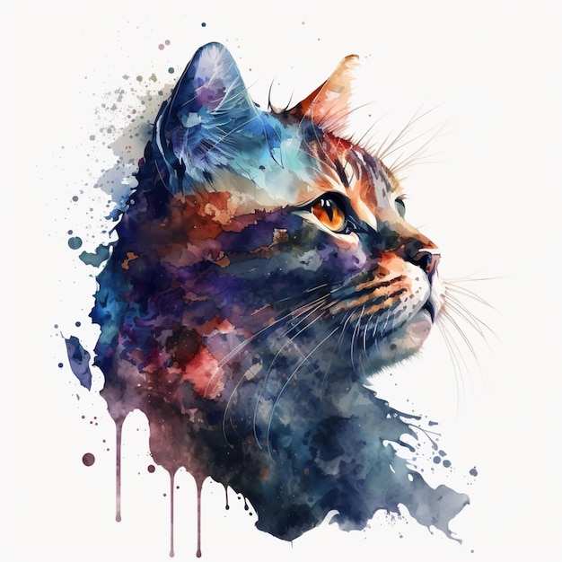 Una pintura de un gato con la palabra gato en él