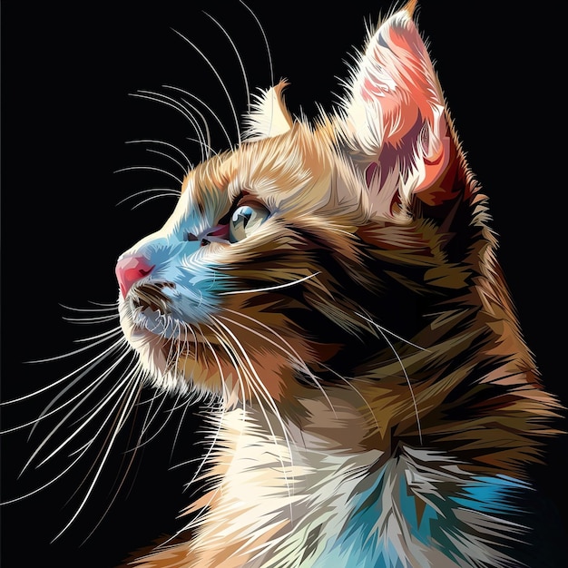 una pintura de un gato que tiene la palabra bigotes en él