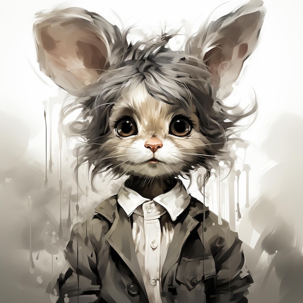 pintura de un gato vestido con un traje y corbata generativa ai