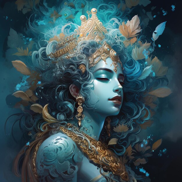 Foto pintura generativa de krishna