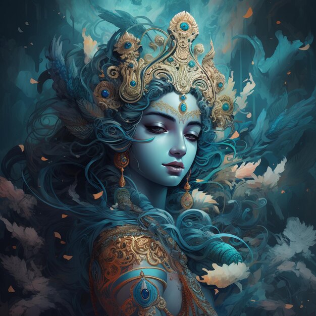 Foto pintura generativa de krishna