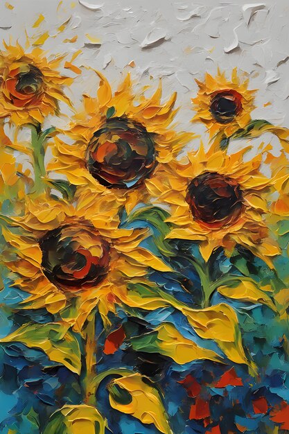 Pintura de girasol Cuchillo de paleta