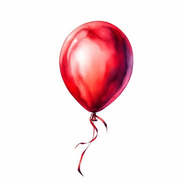 Una pintura de un globo rojo con una cinta en él ai generativo