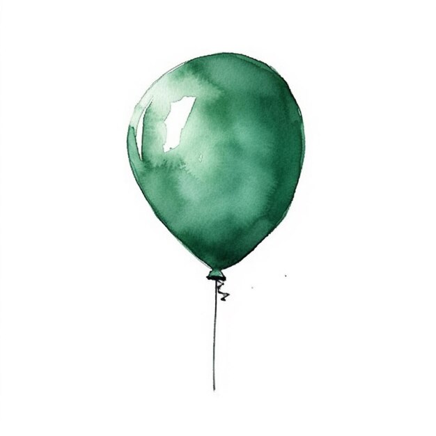 una pintura de un globo verde con una cuerda unida a él