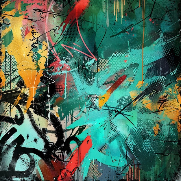 Pintura de graffiti abstracto en el fondo del grunge moderno