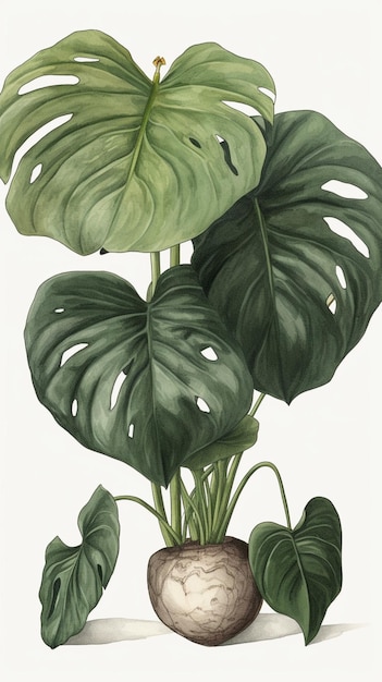 Una pintura de una gran planta frondosa con las palabras "alcatraces" en ella.