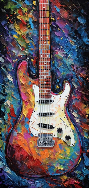 Una pintura de una guitarra por persona.