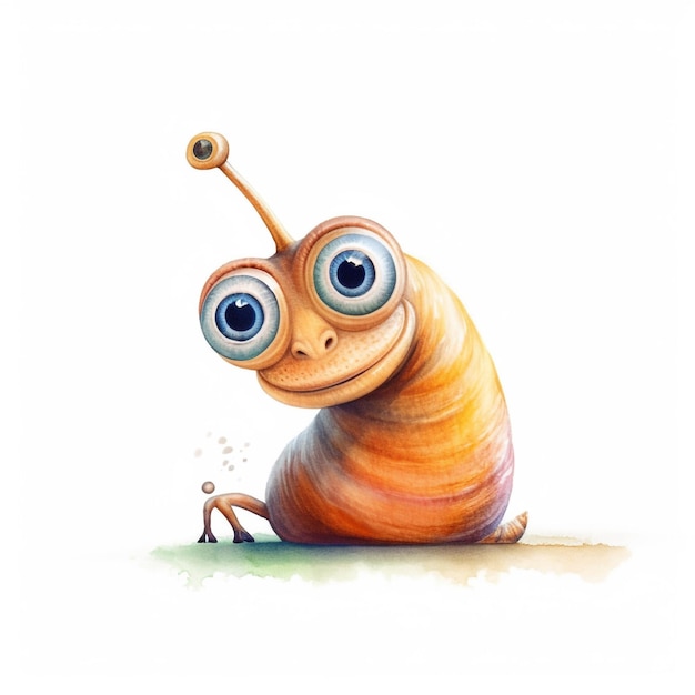 Una pintura de un gusano con ojos grandes y ojos grandes.