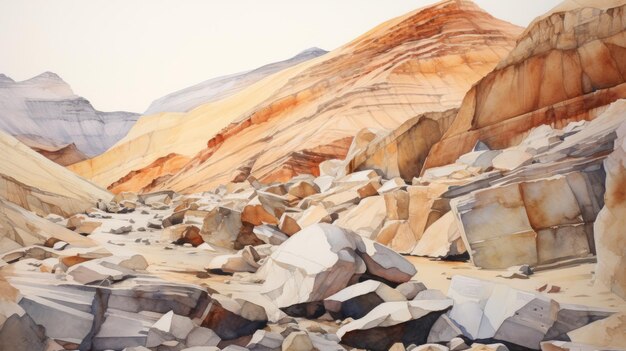 Pintura hiperrealista em aquarela das montanhas da Califórnia