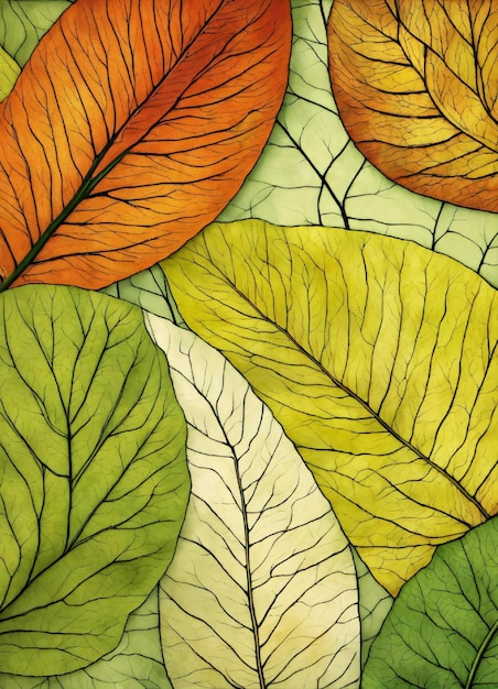 una pintura de hojas del jardín