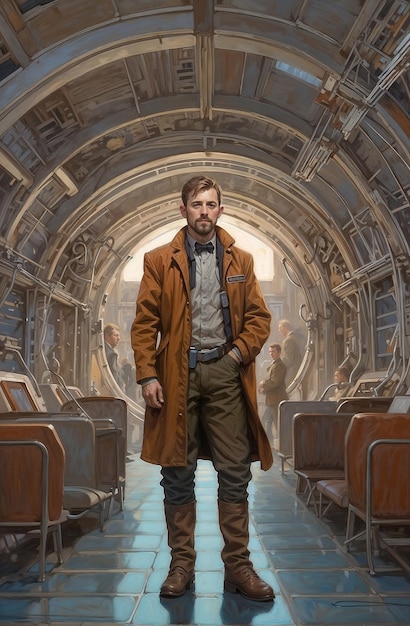 Foto una pintura de un hombre con un abrigo marrón
