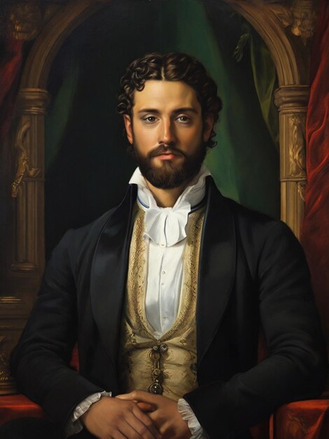 una pintura de un hombre con barba y una chaqueta de traje